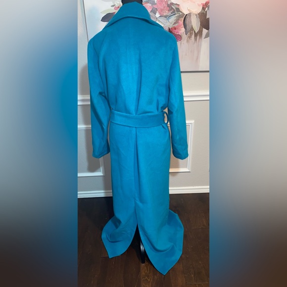 Fashion Nova Teal Long Coat || Size 1X - Picture 6 of 16